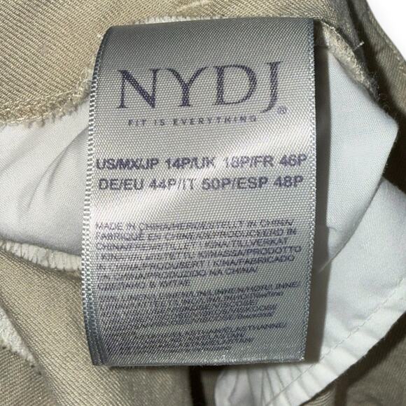 NYDJ Women's Size 14P Marilyn Straight Leg Stretch Linen Blend Pant Trouser Tan - Picture 5 of 5